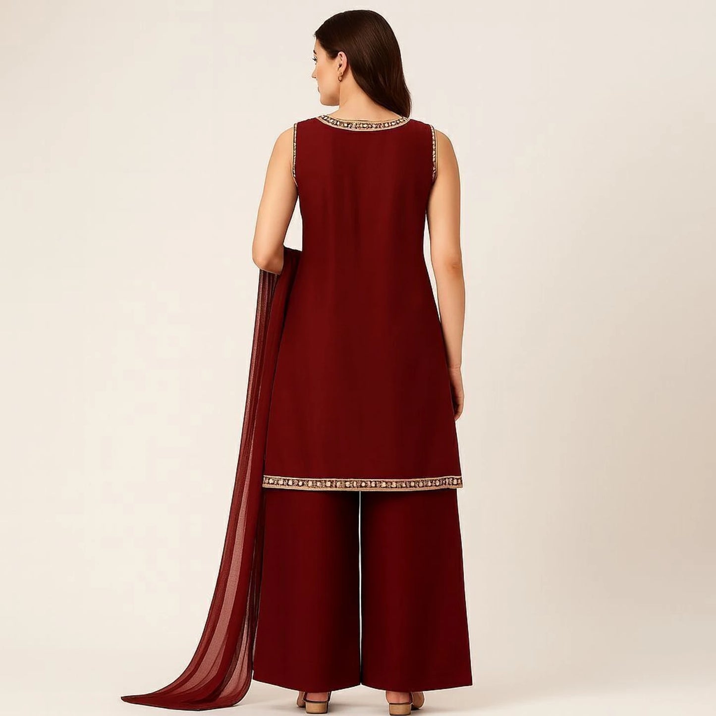 Manyata women Silk Embroidery Suit Plazzo Dupatta Set Embroidered Kurta